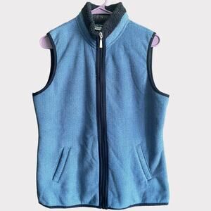 Karen Scott Sport Womens Medium Blue Fleece Vest Full Zipper Polyester